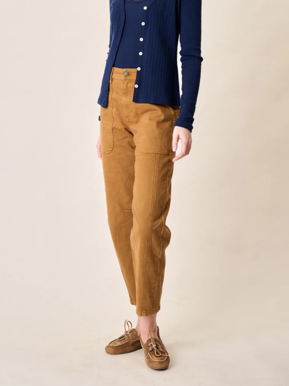 Marea by Liz Joy Meade High Rise Barrel Jean - Golden Brown Size 27 - Picture 5 of 10